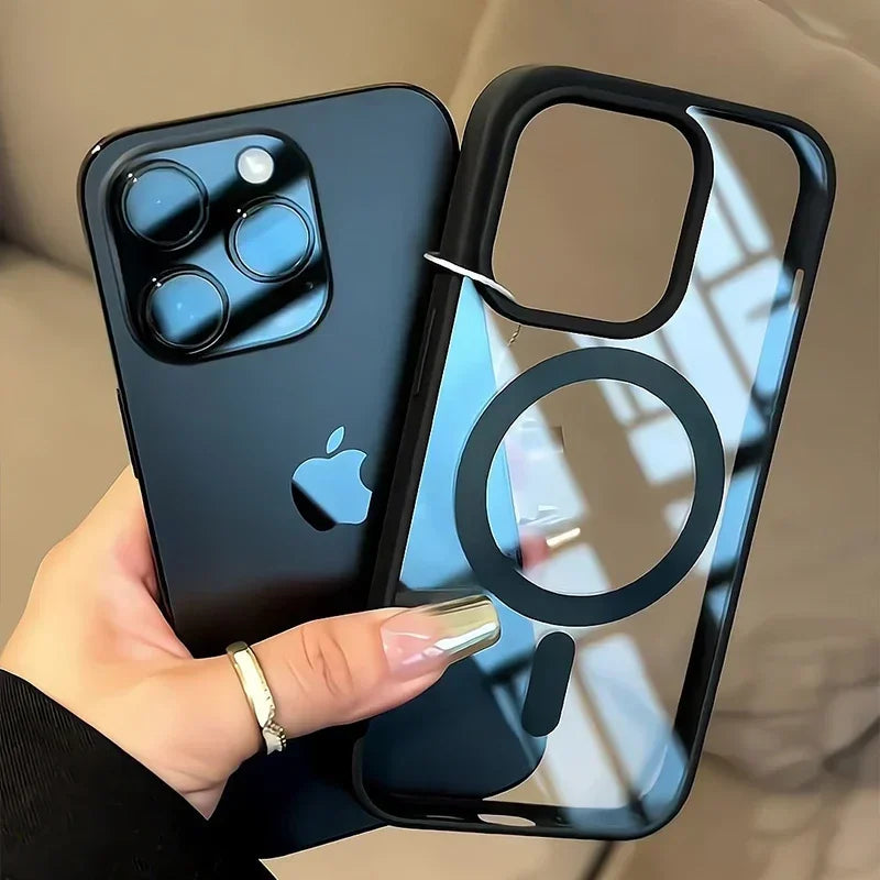 Luxuriöse Magnetische Wireless Charging Hülle für iPhone 16, 15, 14 Plus, 13, 12, 11 Pro Max – Stoßfeste, Transparente Soft-Bumper-Hülle für Rundum-Schutz!