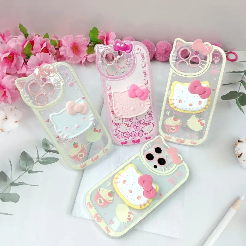Sanrio Hello Kitty Stand-Handyhüllen für iPhone 16, 15, 14, 13, 12, 11, Pro Max, XR, XS, 7 und 8 Plus – Original schockabsorbierende Y2K-Hülle mit Ständerfunktion