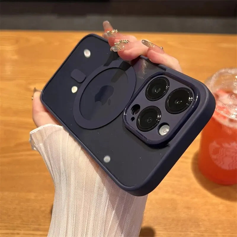 Premium Magnethülle mit Wireless Charging für iPhone 16, 15, 14 Plus, 13, 12, 11 Pro Max – Stoßfeste, transparente Soft-Bumper-Hülle für optimalen Schutz!**