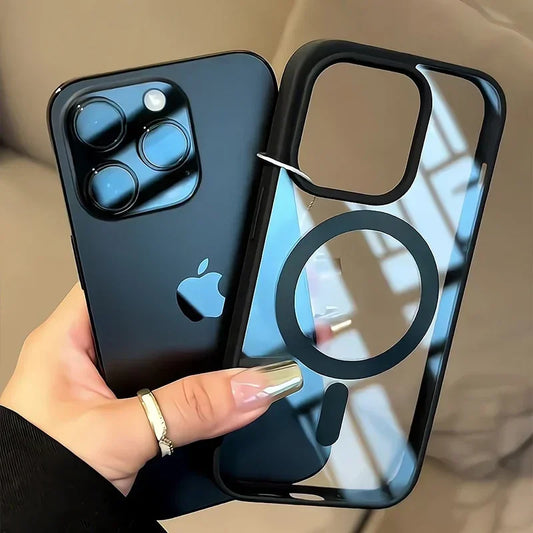 Luxuriöse Magnetische Wireless Charging Hülle für iPhone 16, 15, 14 Plus, 13, 12, 11 Pro Max – Stoßfeste, Transparente Soft-Bumper-Hülle für Rundum-Schutz!