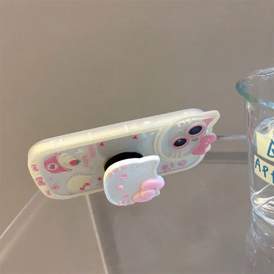 Sanrio Hello Kitty Stand-Handyhüllen für iPhone 16, 15, 14, 13, 12, 11, Pro Max, XR, XS, 7 und 8 Plus – Original schockabsorbierende Y2K-Hülle mit Ständerfunktion