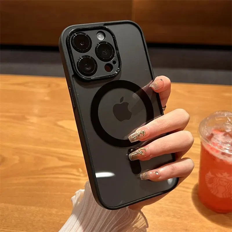 Premium Magnethülle mit Wireless Charging für iPhone 16, 15, 14 Plus, 13, 12, 11 Pro Max – Stoßfeste, transparente Soft-Bumper-Hülle für optimalen Schutz!**