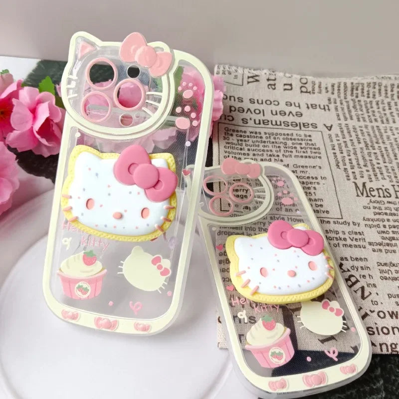 Sanrio Hello Kitty Stand-Handyhüllen für iPhone 16, 15, 14, 13, 12, 11, Pro Max, XR, XS, 7 und 8 Plus – Original schockabsorbierende Y2K-Hülle mit Ständerfunktion