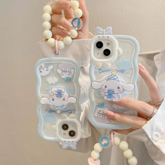 Kawaii Sanrio Cinnamoroll Handyhülle mit Armband für iPhone 15, 14, 13, 12, 11 Pro Max, XR, XS Max, X und 7 – Rückenschale im Y2K-Stil, perfektes Geschenk!"