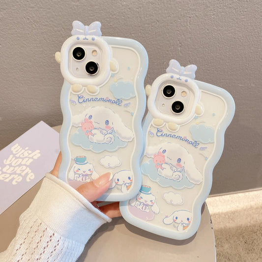 Kawaii Sanrio Cinnamoroll Handyhülle mit Armband für iPhone 15, 14, 13, 12, 11 Pro Max, XR, XS Max, X und 7 – Rückenschale im Y2K-Stil, perfektes Geschenk!"