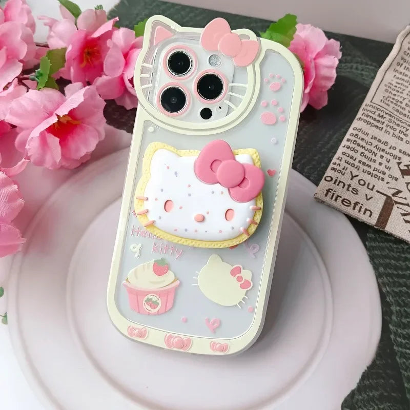 Sanrio Hello Kitty Stand-Handyhüllen für iPhone 16, 15, 14, 13, 12, 11, Pro Max, XR, XS, 7 und 8 Plus – Original schockabsorbierende Y2K-Hülle mit Ständerfunktion