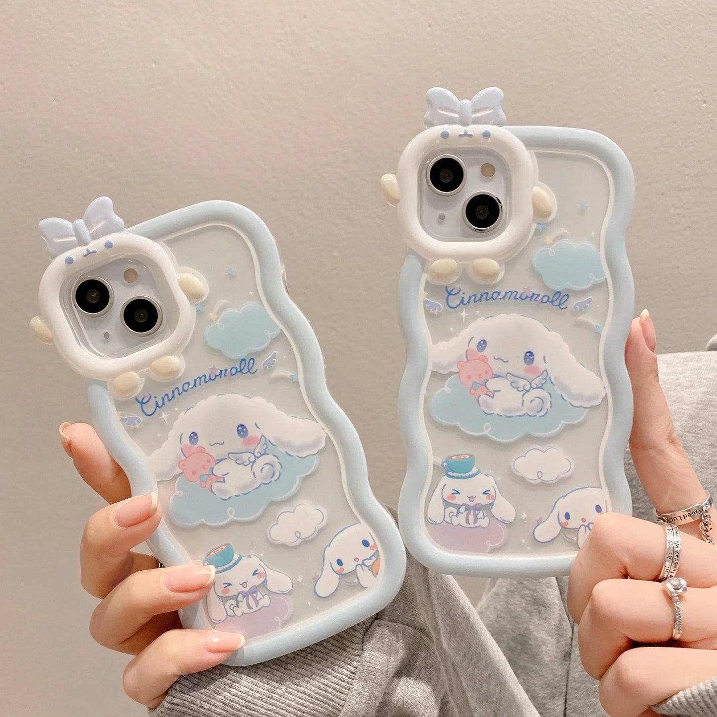 Kawaii Sanrio Cinnamoroll Handyhülle mit Armband für iPhone 15, 14, 13, 12, 11 Pro Max, XR, XS Max, X und 7 – Rückenschale im Y2K-Stil, perfektes Geschenk!"