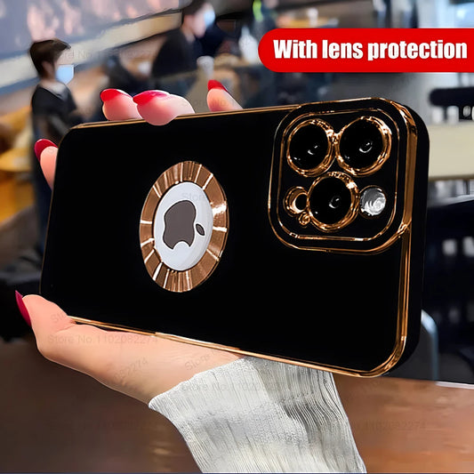 Luxuriöse Smartphone-Hüllen mit Platinbeschichtung – Stoßfeste Schutzhüllen für iPhone 11, 12, 13, 14, 15 Pro Max Plus! Weiche Silikon-Hüllen für optimalen Schutz und Stil!