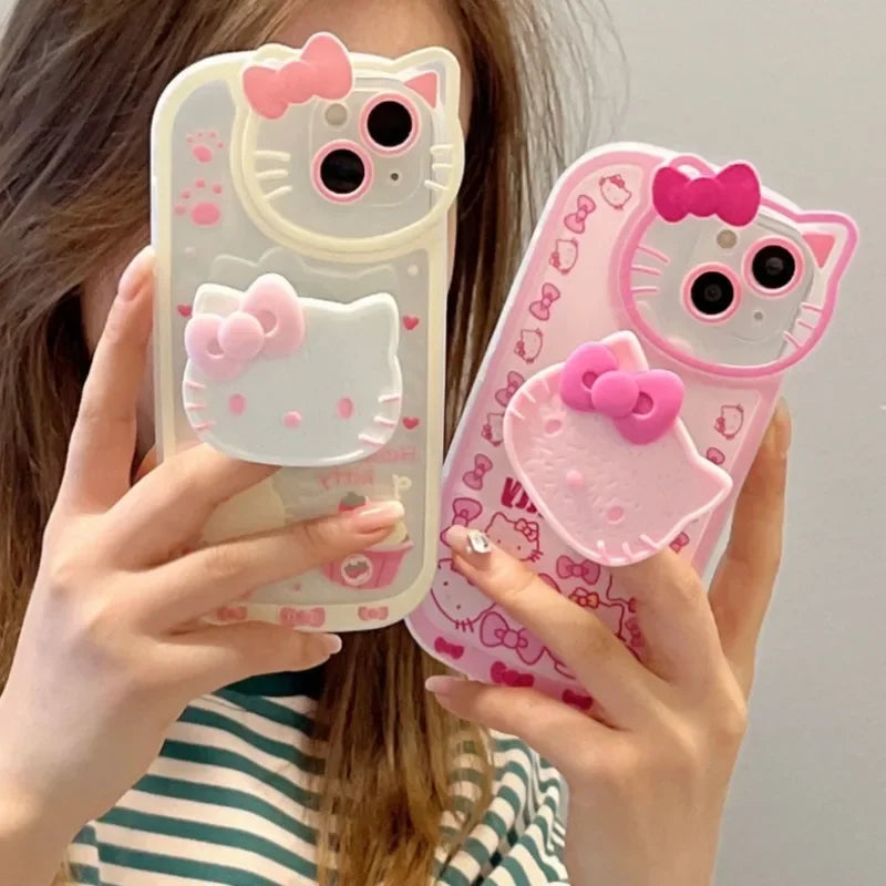 Sanrio Hello Kitty Stand-Handyhüllen für iPhone 16, 15, 14, 13, 12, 11, Pro Max, XR, XS, 7 und 8 Plus – Original schockabsorbierende Y2K-Hülle mit Ständerfunktion