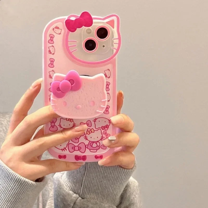 Sanrio Hello Kitty Stand-Handyhüllen für iPhone 16, 15, 14, 13, 12, 11, Pro Max, XR, XS, 7 und 8 Plus – Original schockabsorbierende Y2K-Hülle mit Ständerfunktion